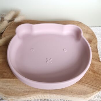 Assiette Silicone Ours - Rose Tendre 2