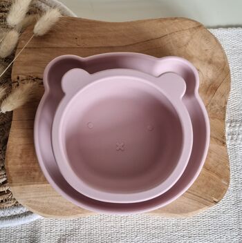 Assiette Silicone Ours - Rose Tendre 4