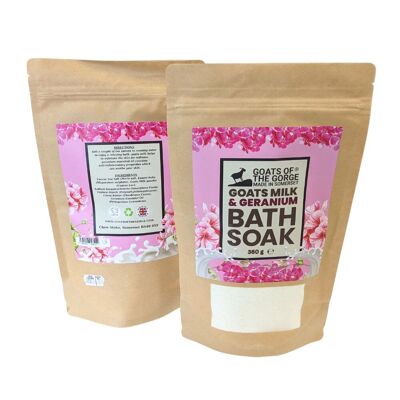 Goats milk bath soak (Geranium) 360g e