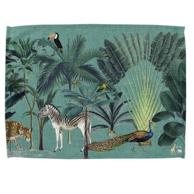 Darwin's Menagerie Green Tea Towel
