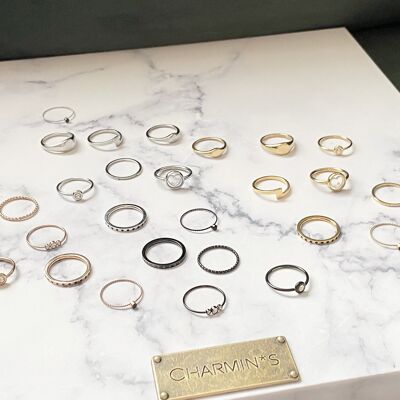 Bestsellers Gold & Steel Charmin's Rings package size 16-17-18-19