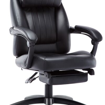 Chaise de bureau en cuir à dossier haut IWMH Basso avec appui-tête et repose-pieds rétractable