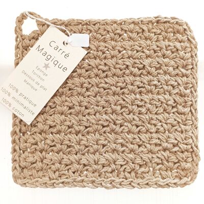 Square Dish Cloth Pot Holder Taupe Paper Towel
