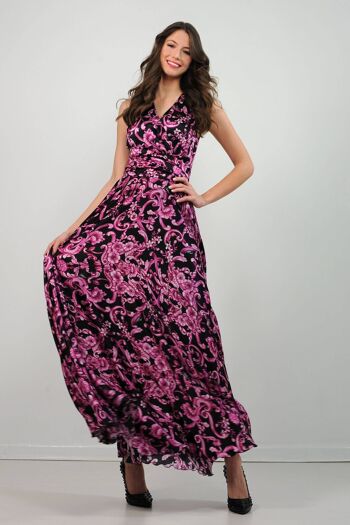 Robe longue en satin de soie avec jupe ample 2