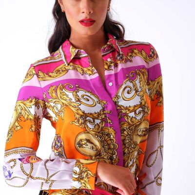 Silk crepe de chine shirt - foulard print