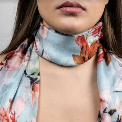 Sakura silk scarf Blue