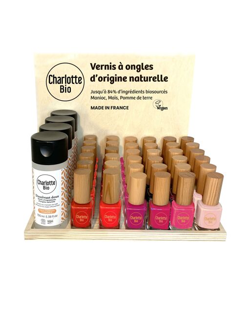 Présentoir 6 vernis à ongles Printemps/ Eté - Dissolvant & vernis à ongles biosourcés