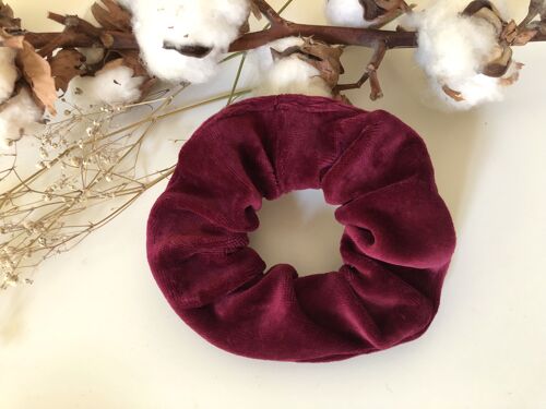 Bio-Baumwoll Scrunchie VELVET weinrot