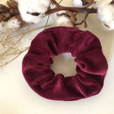 Organic cotton scrunchie VELVET burgundy