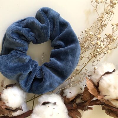 Organic cotton scrunchie VELVET blue