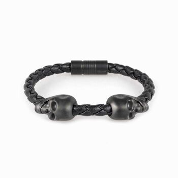 Le bracelet tête de mort et corde Hemmet® - Noir 1
