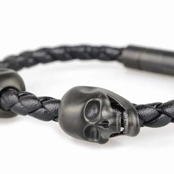 Le bracelet noir tête de mort et corde Hemmet® 5