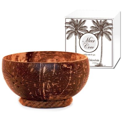 Large coconut bowl, XXL jumbo bowl with palm tree design