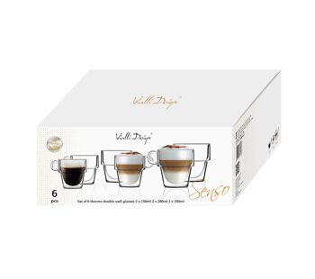 SET de 6 verres double paroi 2 x 150ml ; 2 x 280 ml ; 2 x 350 ml SENSO 7466 7