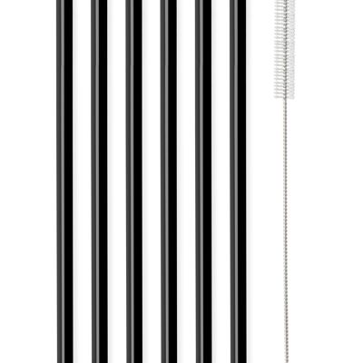 SET of 6 glass straws black 20cm AMO 6599