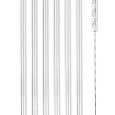 SET of 6 glass straws transparent 20cm AMO 6605