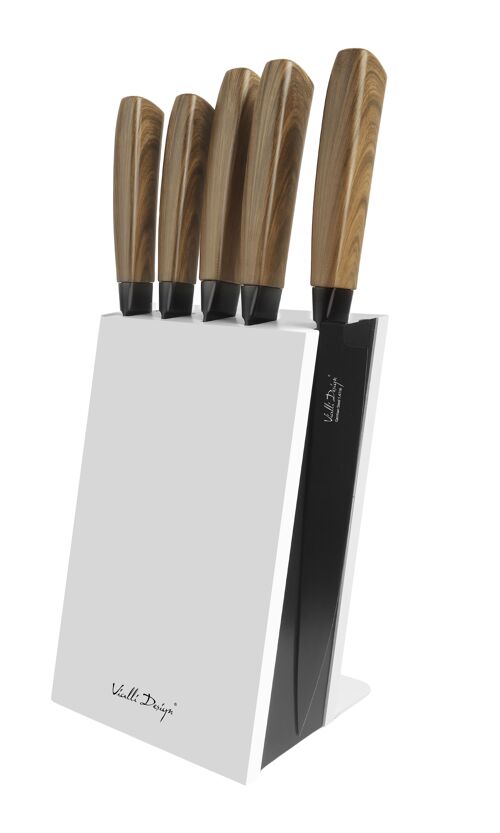 SET of 5-pcs knifes in block white SOHO 7992