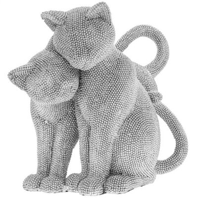Double Diamante Cats Figurine 24cm