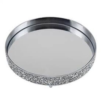 Metal Multi Crystal Round Tray 20cm