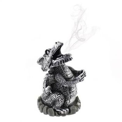 Silver Dragon Incense Cone Holder 9cm