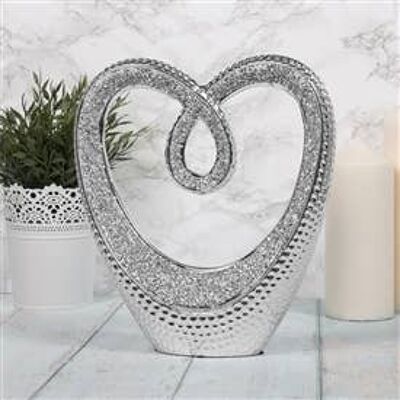 Silver Heart Diamante Ornament