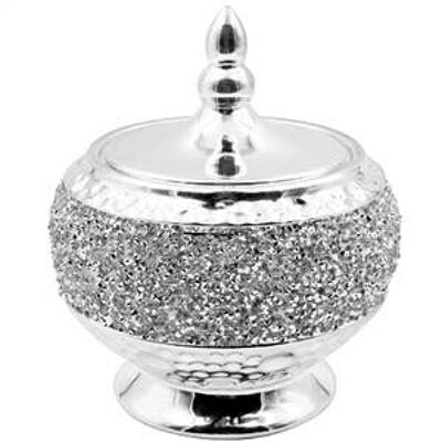 Silver Sparkle Ceramic Wax Melt Jar / Trinket Box