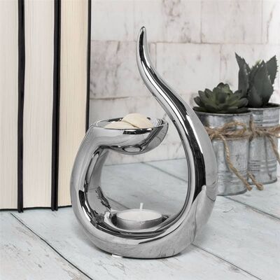 The Sqwirl Ceramic Wax Melter - Small 18cm Silver