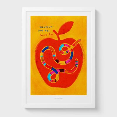 A4 Buon divertimento | Stampa artistica di poster con illustrazione di mela