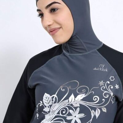 Modesty Burkini Two Piece Set Black/Grey (AM4016)