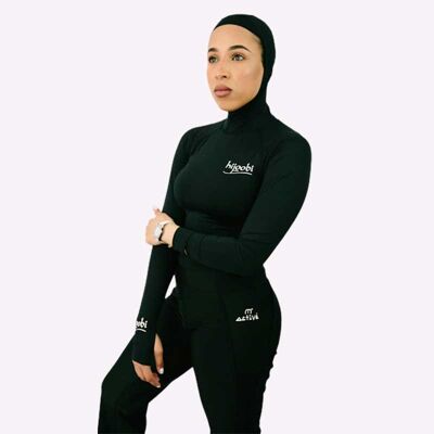 Pro Sports Hijab L/Sleeve Top black (Hijoobi33)