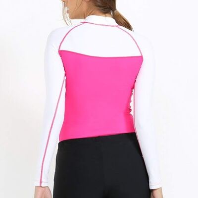 Rash Guards para mujer M/L, ROSA FUERTE/ BLANCO PERLA (AM5033)