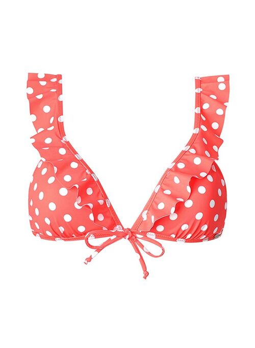 Ruffled bikini top-POLKA DOTS (1-1-2-1-1; XS-S-M-L-XL)