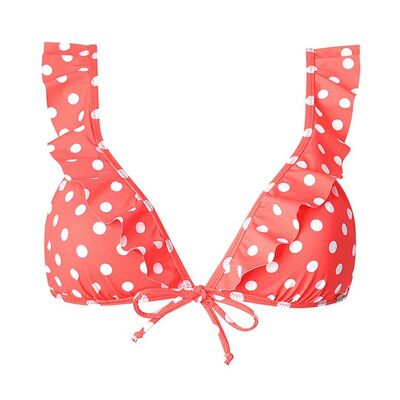 Ruffled bikini top-POLKA DOTS (1-1-2-1-1; XS-S-M-L-XL)