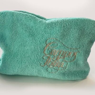 Embroided Terry Pouch green almond