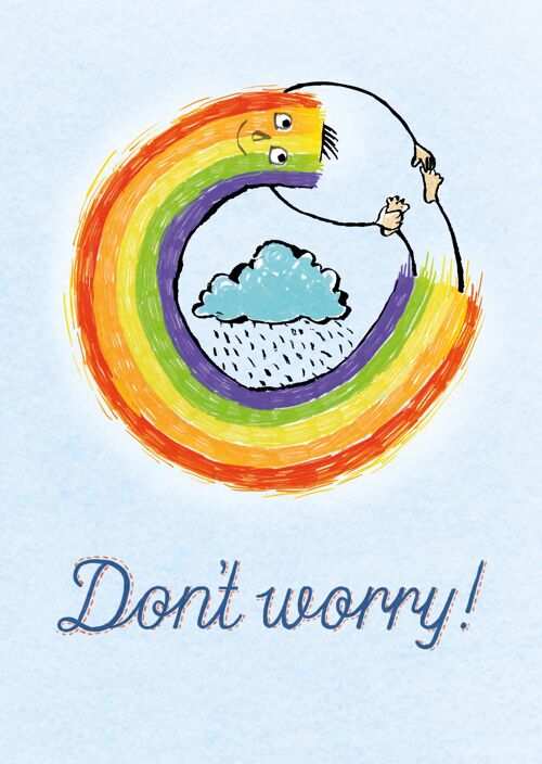 Postkarte mit Regenbogen Figur Dont Worry