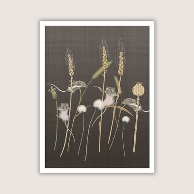 Meadow Trapeze - Giclee Art Print - Mocha - 12 x 16