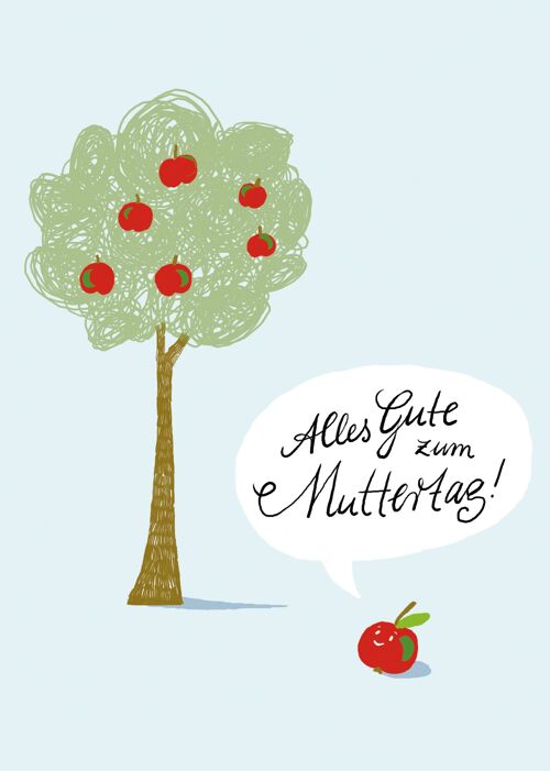 Muttertagskarte Klappkarte Apfel und Apfelbaum