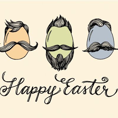 Modern Easter card postcard with hipster beards