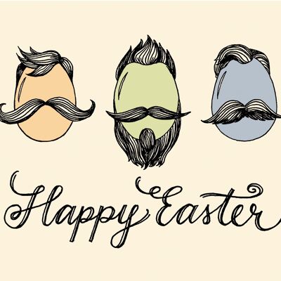 Carte postale de carte de Pâques moderne avec des barbes hipster