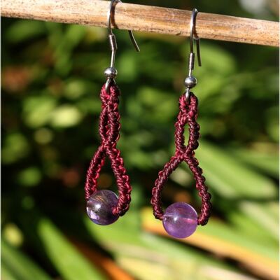 Boucles d'oreilles "Celtique" Améthyste macramé