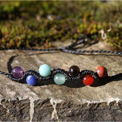 Bracciale "7 chakras" nero macramè