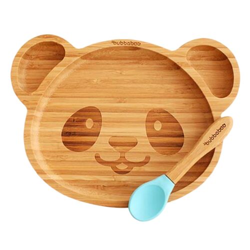 Bubba Boo Bamboo Panda Plate & Spoon Set_Blue