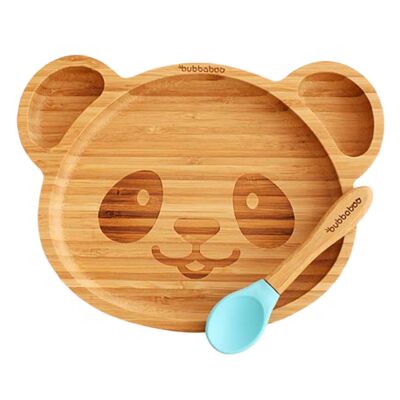 Set di piatti e cucchiai Bubba Boo Bamboo Panda_Blue