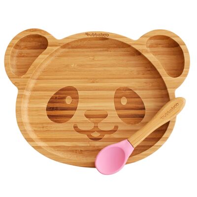 Bubba Boo Bamboo Panda Plate & Spoon Set_Pink