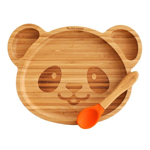 Bubba Boo Bamboo Panda Plate & Spoon Set_Orange