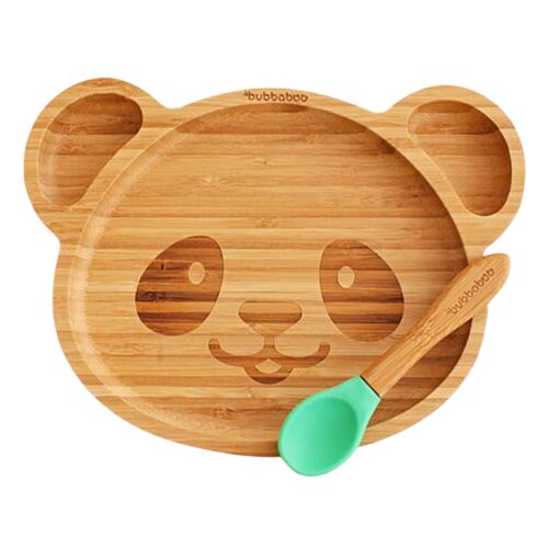 Bubba Boo Bamboo Panda Plate & Spoon Set_Green