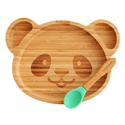 Bubba Boo Bamboo Panda Teller & Löffel Set_Grün