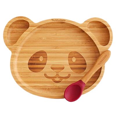 Bubba Boo Bamboo Panda Plate & Spoon Set_Cherry