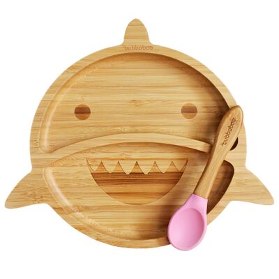 Bubba Boo Bamboo Shark Teller & Löffel Set_Pink