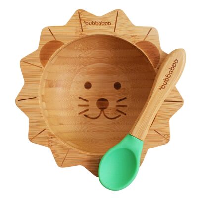 Set ciotola e cucchiaio con leone in bambù Bubba Boo_verde